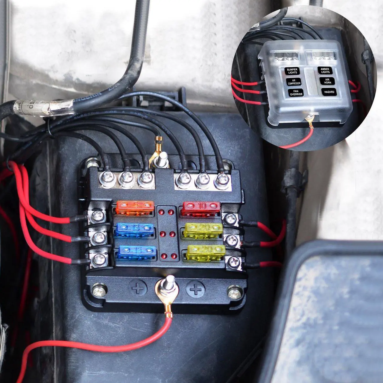 Alt view image 2 of 7 - BlueFire 6 Way Blade Fuse Box Fuse Box Holder Standard Circuit Fuse Holder Box Block with LED Light Indication & Protection Cover for Car Boat Marine Trike Car Truck Vehicle SUV Yacht RV