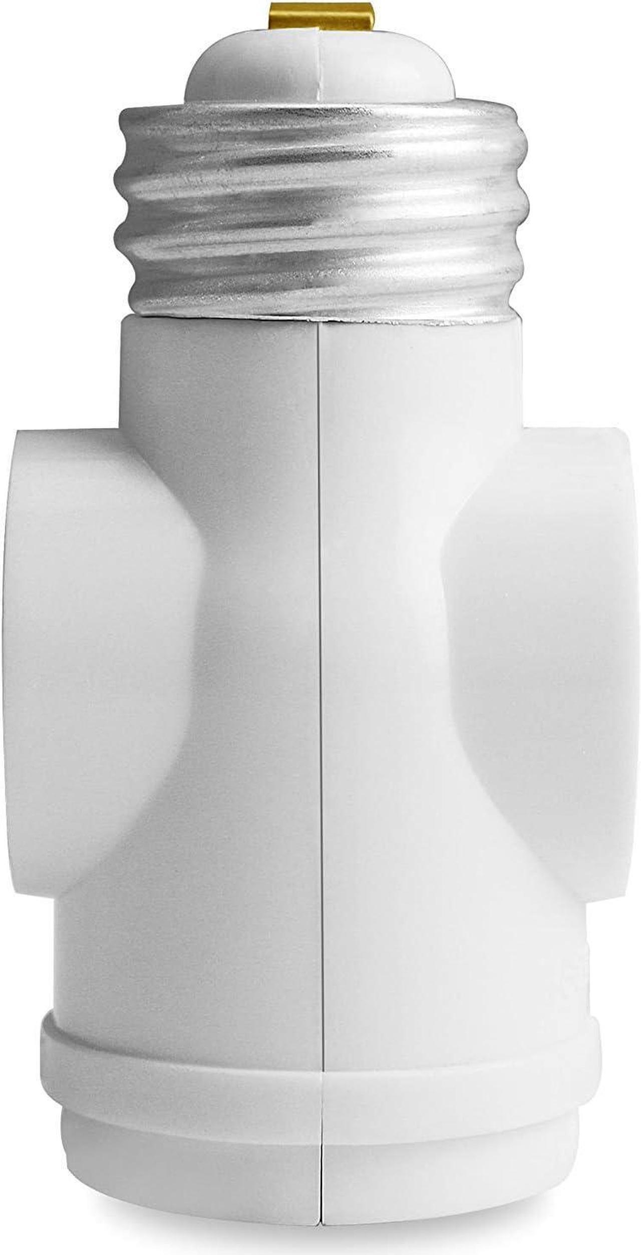 Alt view image 2 of 3 - 2 Outlet Light Socket to Plug Adapter, Electrical Screw in Light Bulb Socket Outlet Adapter, Lamp Holder, Dual Polarized E26 ETL, White (4PACK)