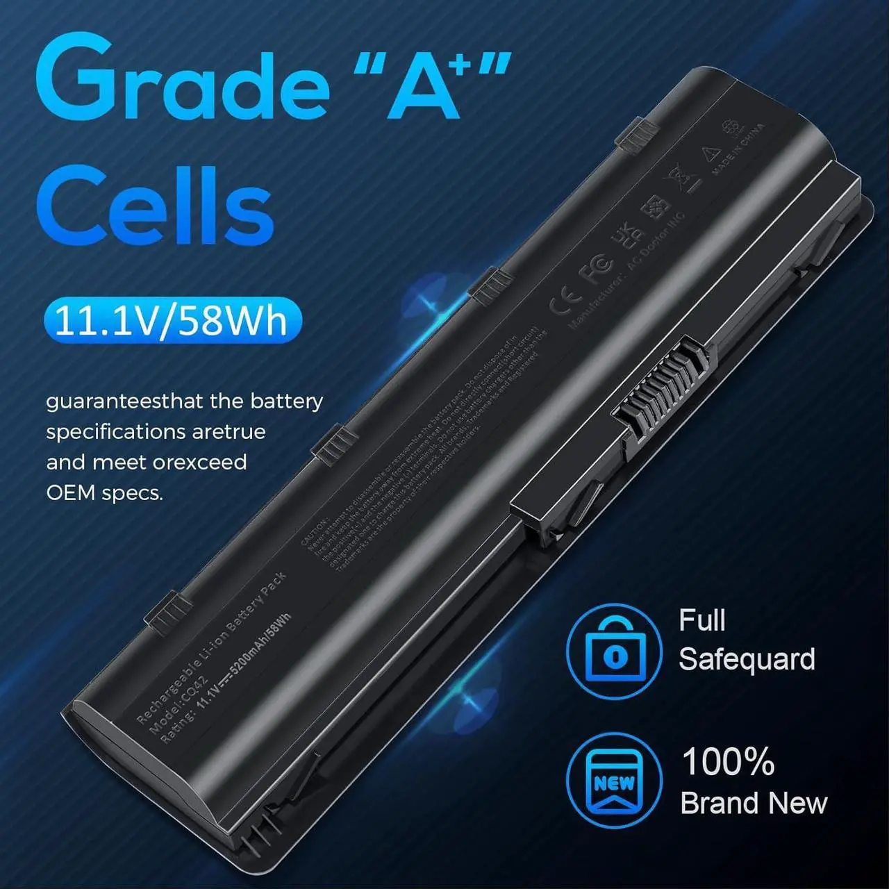 Alt view image 5 of 7 - TREE.NB Replacement Battery for HP Spare 593553-001, HP Compaq Presario CQ32 CQ42 CQ43, HP Pavilion dm4 g4 g6 g7 DV3-4000 DV5-2000 DV6-3000 DV7-6000, COMPAQ 435 436, fits HP MU06 (5200mAh)