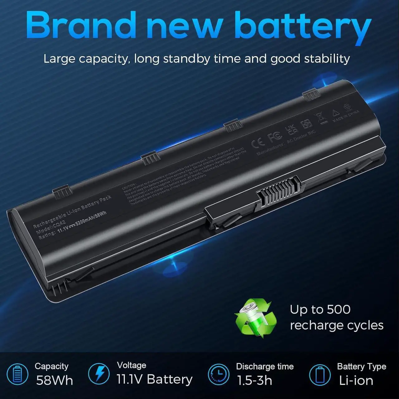 Alt view image 6 of 7 - TREE.NB Replacement Battery for HP Spare 593553-001, HP Compaq Presario CQ32 CQ42 CQ43, HP Pavilion dm4 g4 g6 g7 DV3-4000 DV5-2000 DV6-3000 DV7-6000, COMPAQ 435 436, fits HP MU06 (5200mAh)