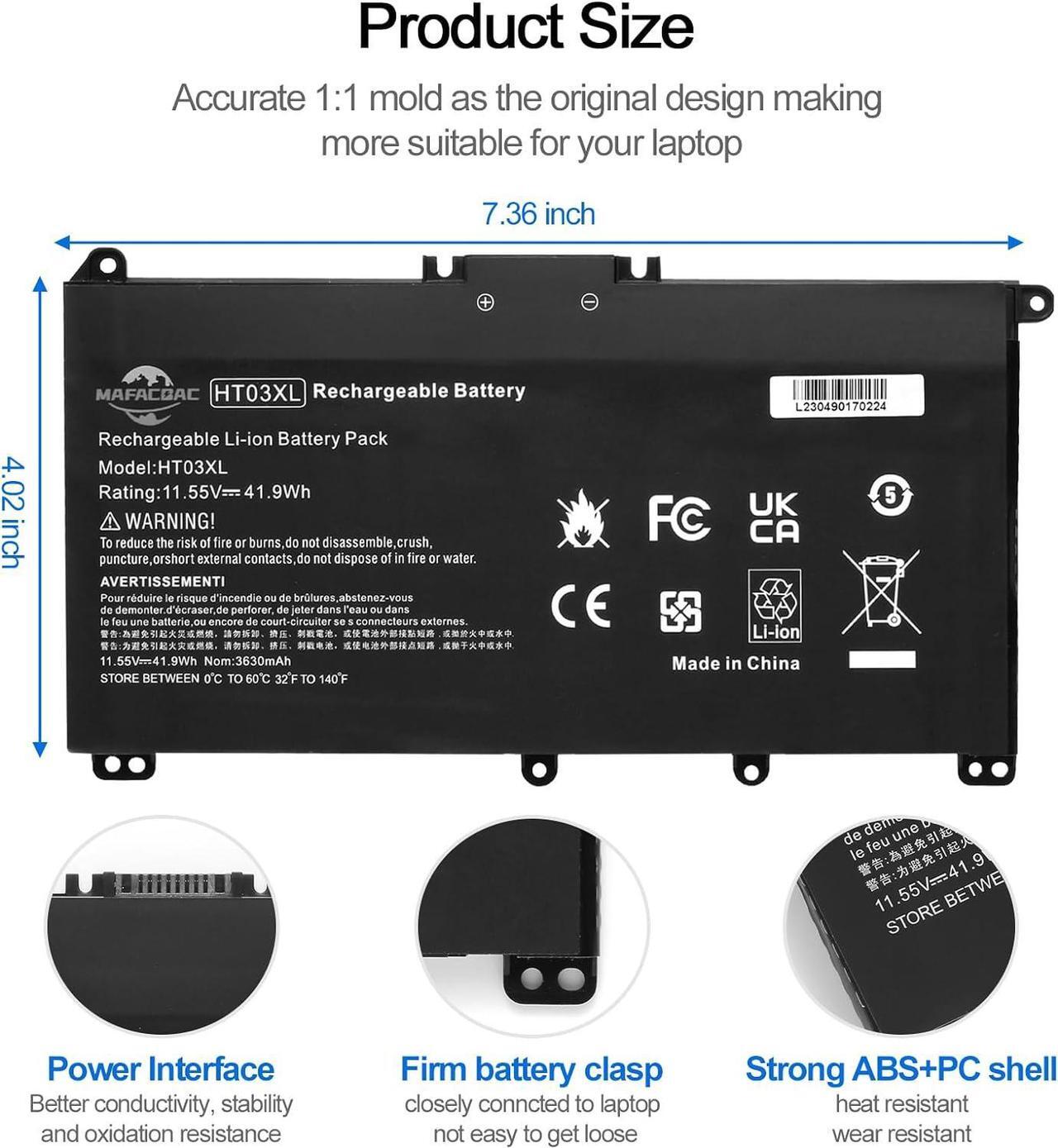 Alt view image 3 of 7 - MAFACBAC HT03XL L11119-855 Laptop Battery: Replacement for HP Pavilion 15-DA0002DX 15-CS3073CL 15-DY1023DX 14M-DH1003DX 14-DF0023CL 14 15 17 Notebook Li-ion Battery