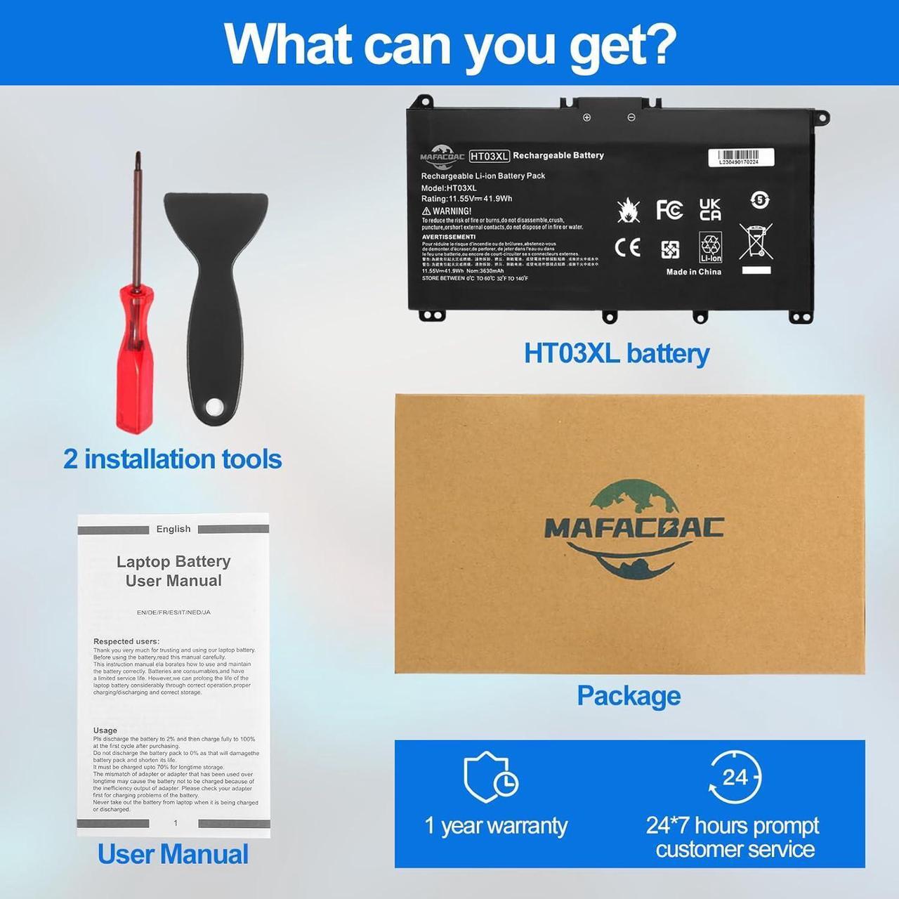 Alt view image 7 of 7 - MAFACBAC HT03XL L11119-855 Laptop Battery: Replacement for HP Pavilion 15-DA0002DX 15-CS3073CL 15-DY1023DX 14M-DH1003DX 14-DF0023CL 14 15 17 Notebook Li-ion Battery