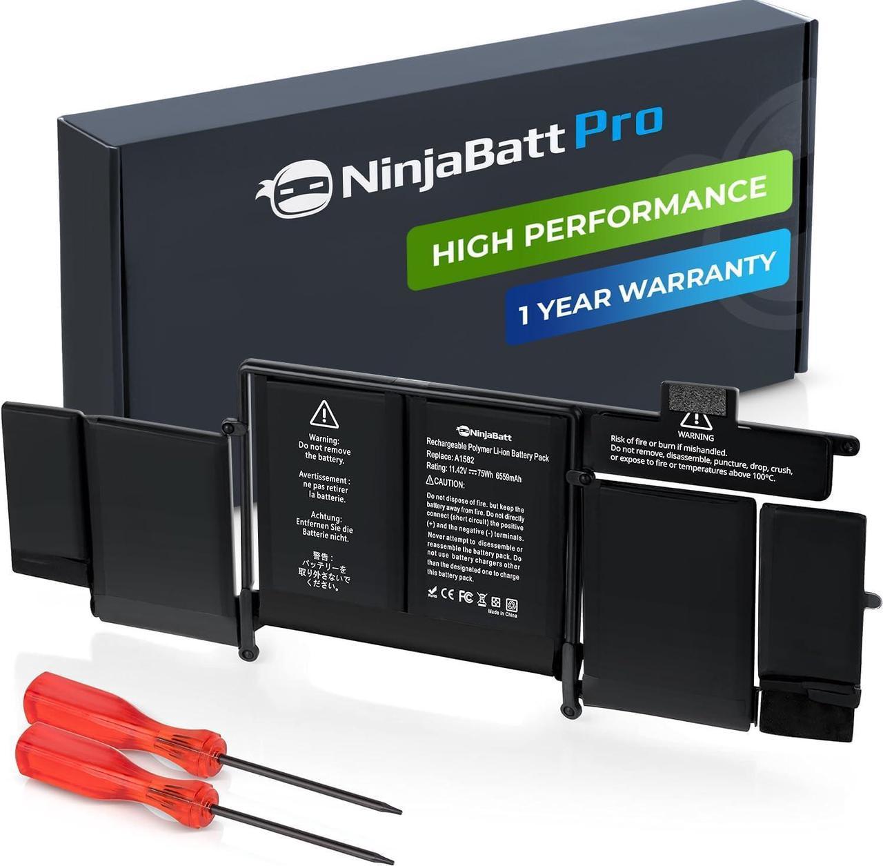 NinjaBatt Battery A1502 A1582 for Apple MacBook Pro Retina 13 A1493 [2013 2014 2015 Years] - Long Lasting [75Wh/11.42V]