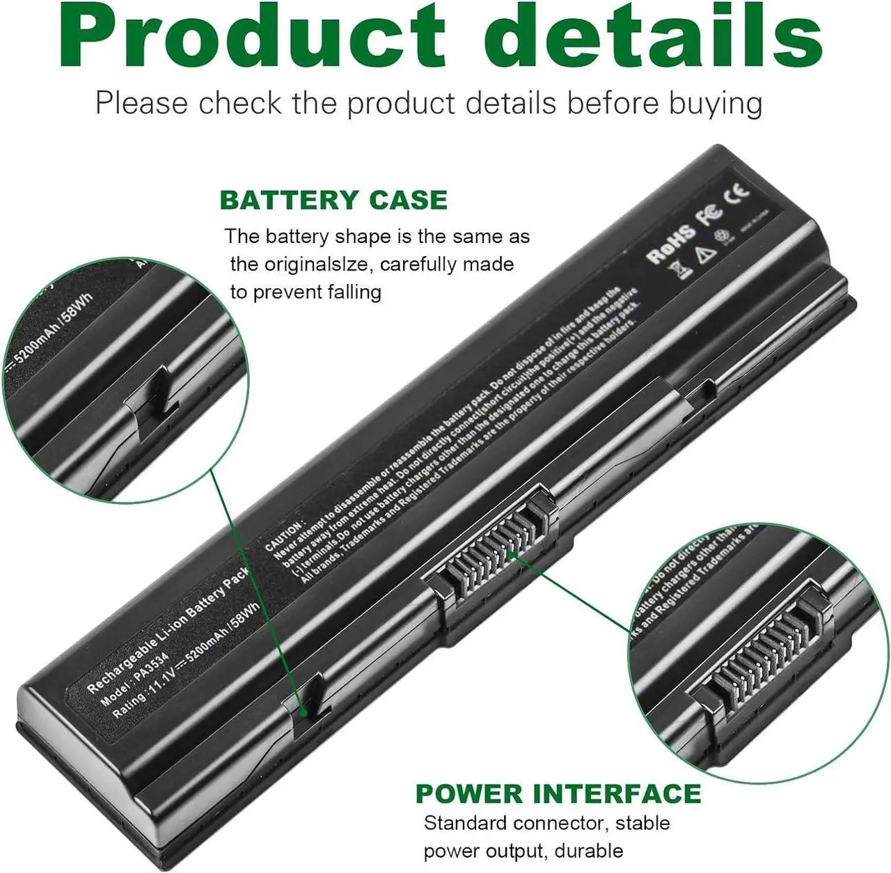 Alt view image 3 of 7 - PA3534U-1BRS Battery for Toshiba PA3534U-1BAS PA3534U-1BRM PA3533U-1BRS PA3533U-1BAS PA3535U-1BRS PA3535U-1BAS PA3682U-1BRS PA3727-1BAS PA3727U-1BRS A200 A210 A300 A350 A355 L300 L305 L450 L500 L505