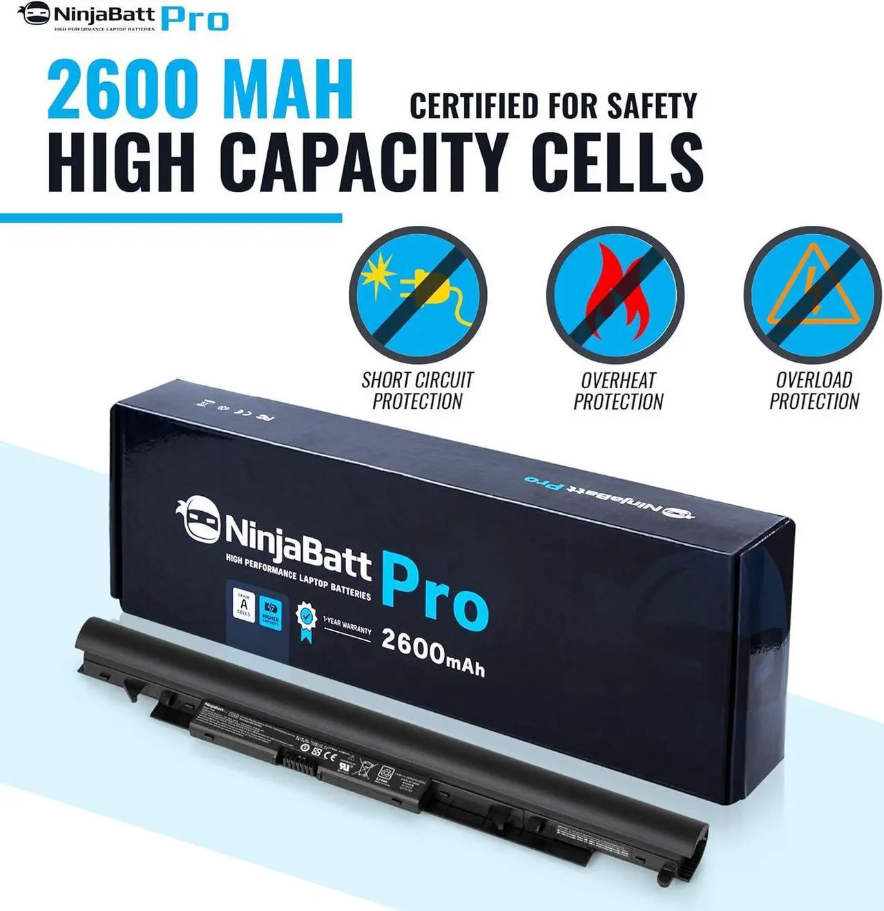 Alt view image 4 of 7 - NinjaBatt Pro Battery for HP 919700-850 JC03 15-BS015DX 15-BS113DX 250 G6 17-BS011DX 15-BW011DX 15-BS013DX JC04 15-BS115DX 15-BS012DS JCO3 JCO4 255 G6 919701-850 - Premium Cells [2600mAh/14.8V]