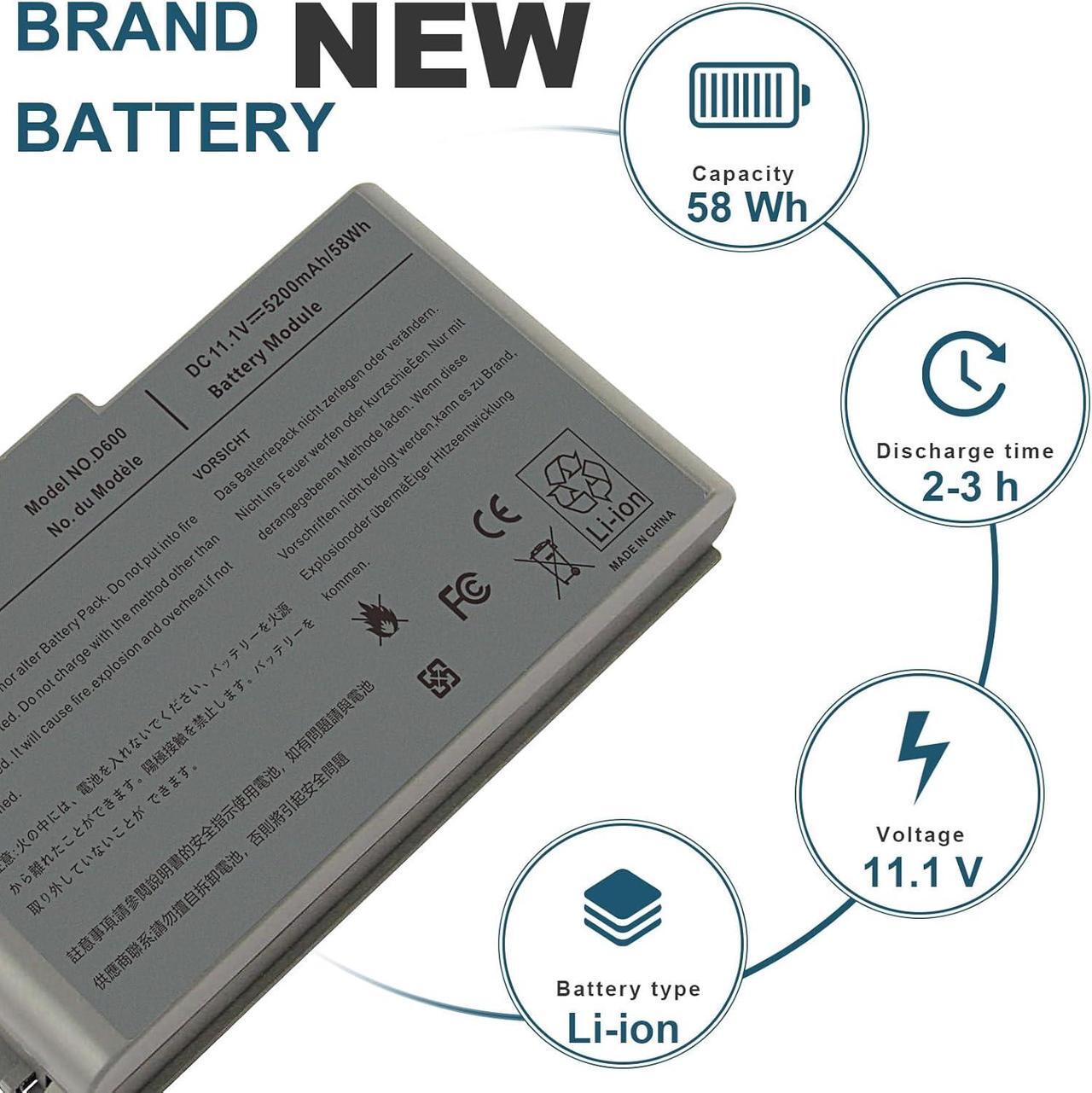 Alt view image 2 of 7 - Fancy Buying Latitude D600 Laptop Battery for Dell Latitude D505 D610 D520 D500 D510 D530 / 600M, fits P/N C1295 6Y270 3R305-12 Months Warranty (6 Cells 11.1V 5200mAh)