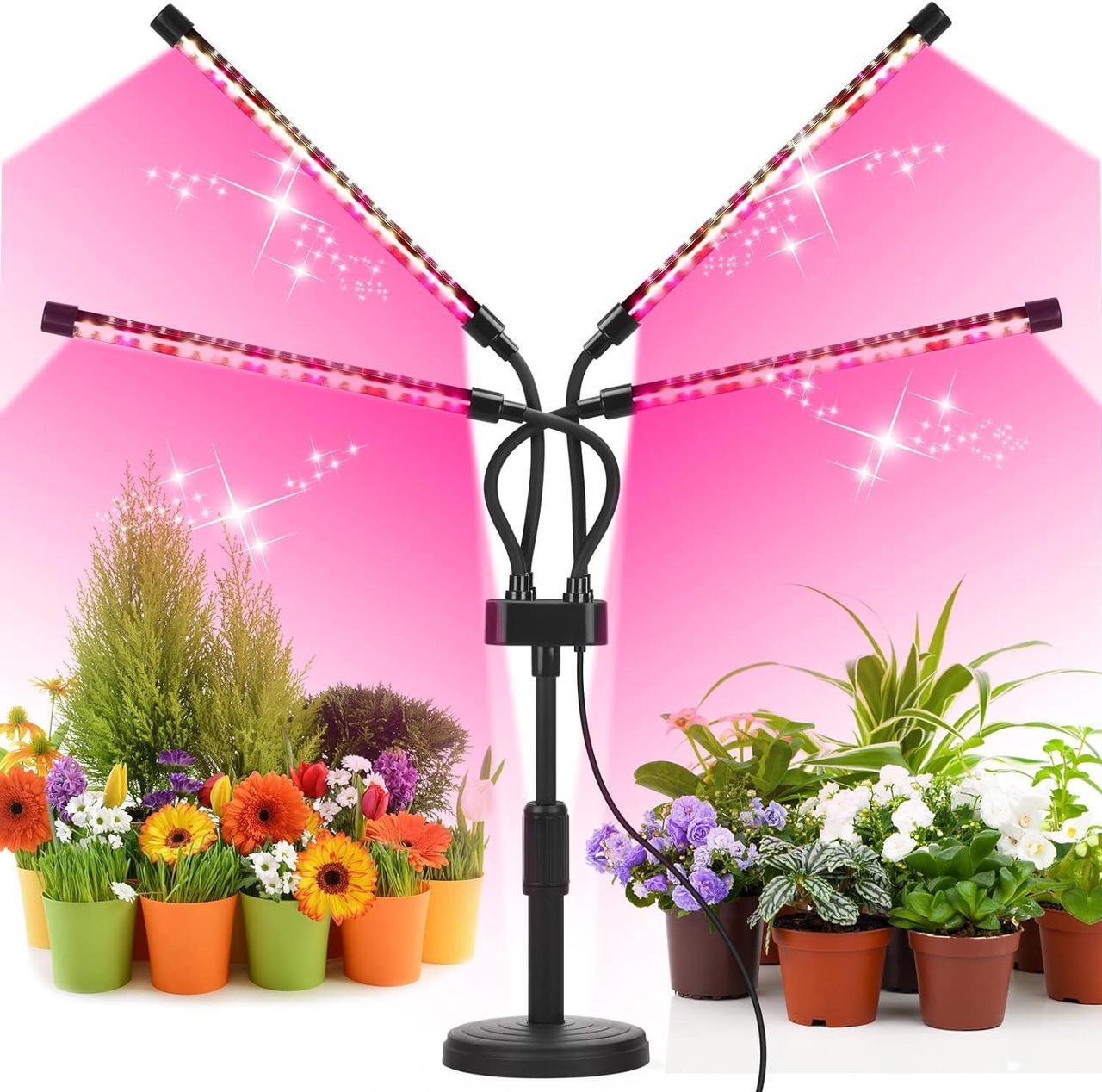 Main image of Grow Lights for Indoor Plants, Four Head LED Grow Light with Full Spectrum & Red White Spectrum for Indoor Plant Growing Lamp, Adjustable Gooseneck, Suitable for Plant(Four-head plant light)