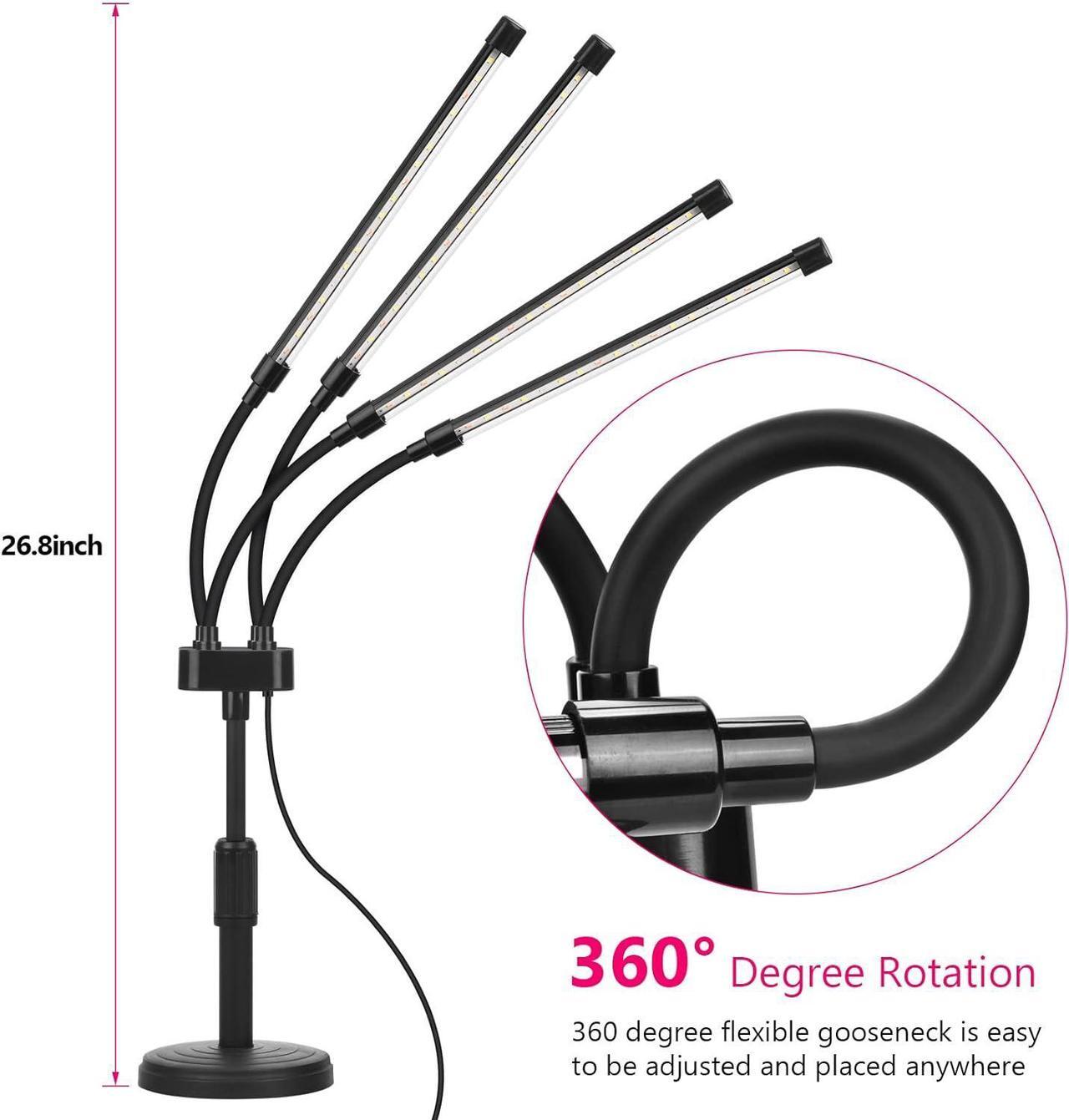Alt view image 3 of 7 - Grow Lights for Indoor Plants, Four Head LED Grow Light with Full Spectrum & Red White Spectrum for Indoor Plant Growing Lamp, Adjustable Gooseneck, Suitable for Plant(Four-head plant light)