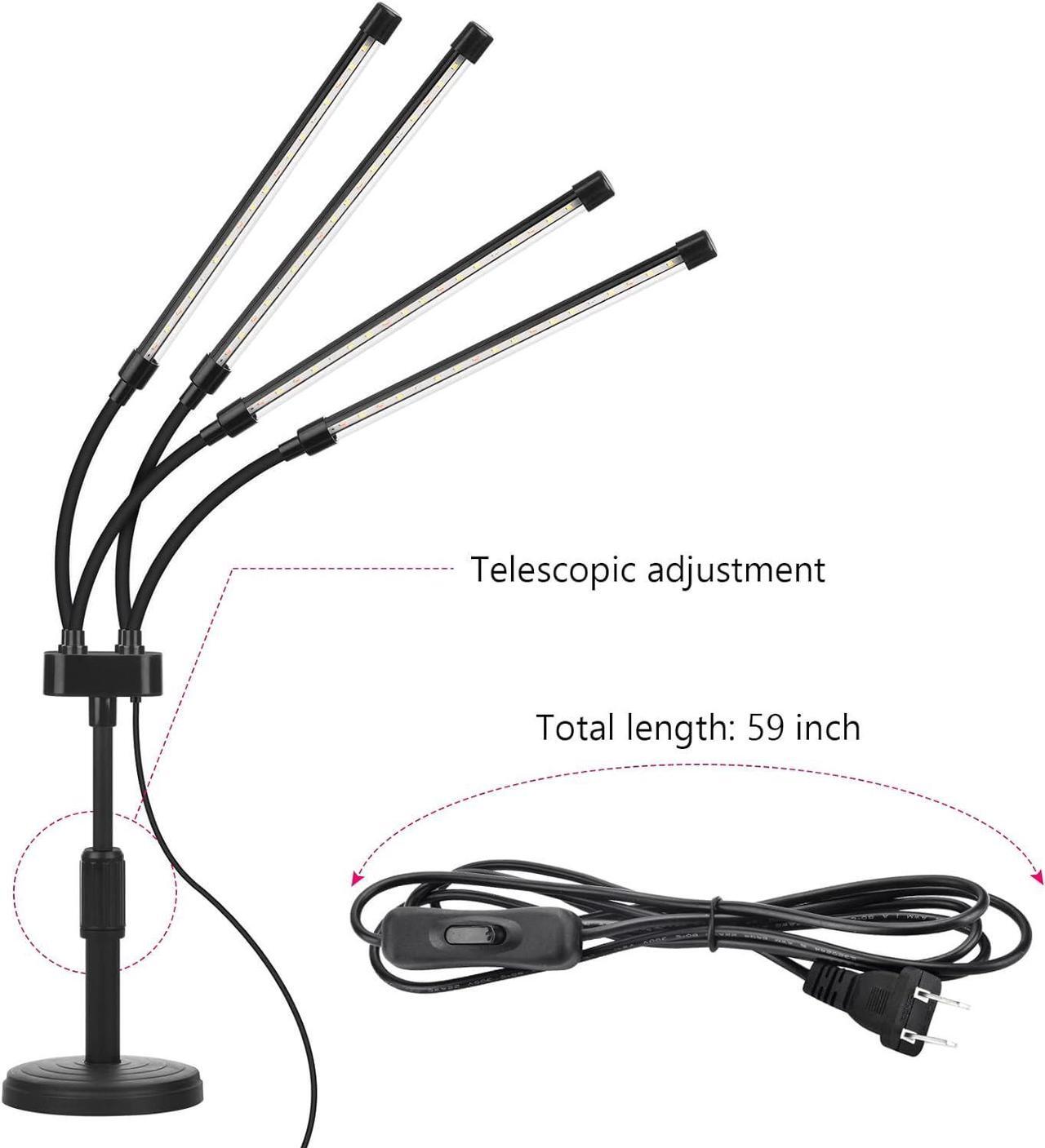 Alt view image 5 of 7 - Grow Lights for Indoor Plants, Four Head LED Grow Light with Full Spectrum & Red White Spectrum for Indoor Plant Growing Lamp, Adjustable Gooseneck, Suitable for Plant(Four-head plant light)