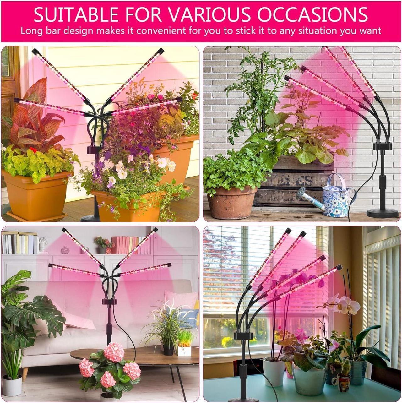 Alt view image 6 of 7 - Grow Lights for Indoor Plants, Four Head LED Grow Light with Full Spectrum & Red White Spectrum for Indoor Plant Growing Lamp, Adjustable Gooseneck, Suitable for Plant(Four-head plant light)