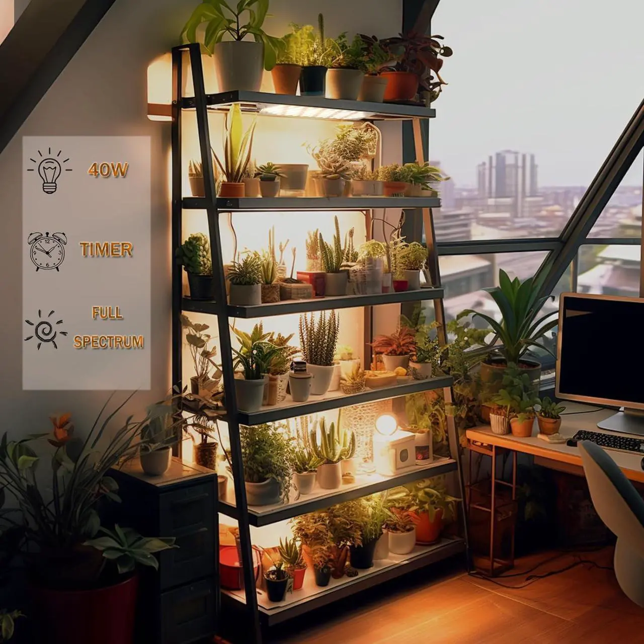 Alt view image 2 of 7 - Grow Light,40W Ultra-Thin Panel Grow Lights for Indoor Plants ,316LEDs Full Spectrum Grow Lights for Under Cabinet Plant, Grow Lamp With 3/9/12H Timer ,10 Dimmable Levels for Plants Growing (4pcs)