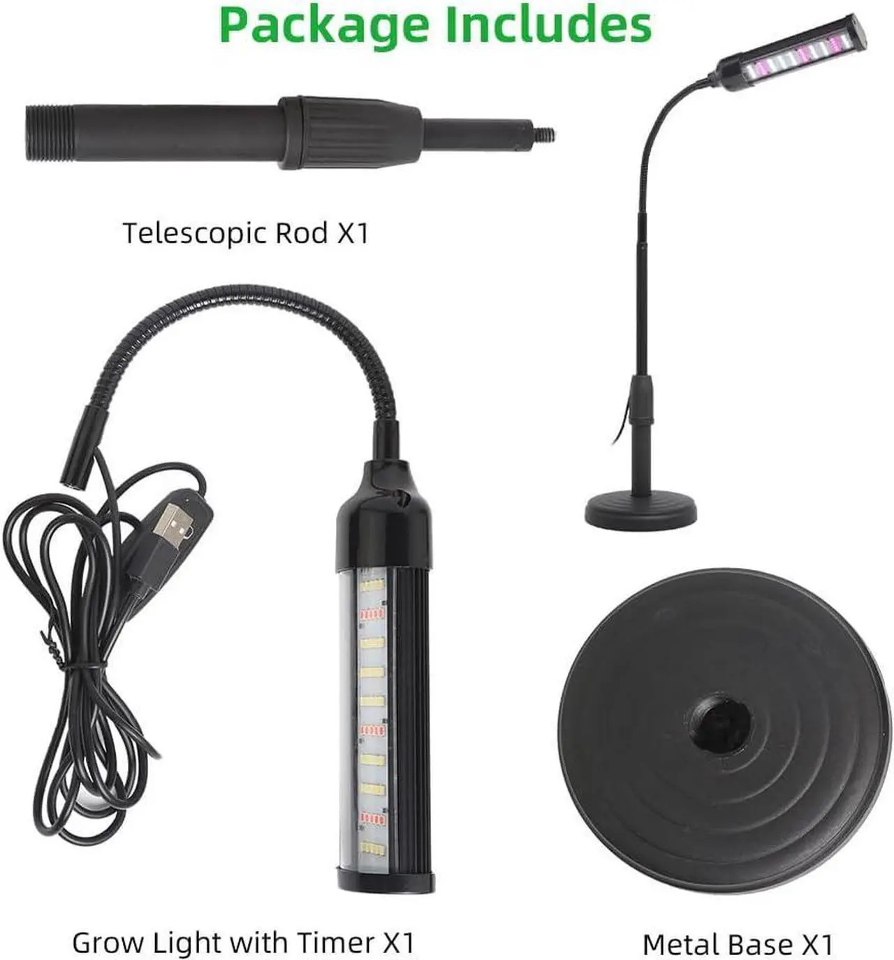 Alt view image 6 of 6 - CANAGROW LED Plant Grow Lights for Indoor Plants, Full Spectrum Small Desk Plant Light 6500K White Gooseneck Growing Lamps for Seedlings Succulents House Plants, Auto On/Off Timer & 10 Dimmable Level
