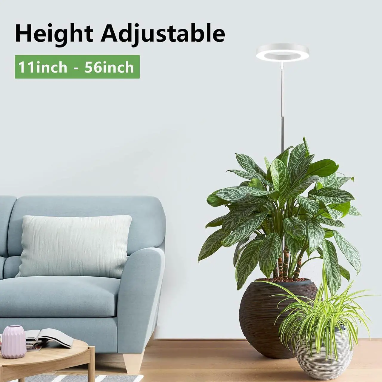 Alt view image 2 of 7 - LBW Plant Grow Light, 72 LEDs Full Spectrum Grow Lights for Indoor Plants, 56in Large Grow Lamp with 4/8/12H Auto Timer & 4 Dimmable Brightness, Height Adjustable, Ideal for Tall Plants