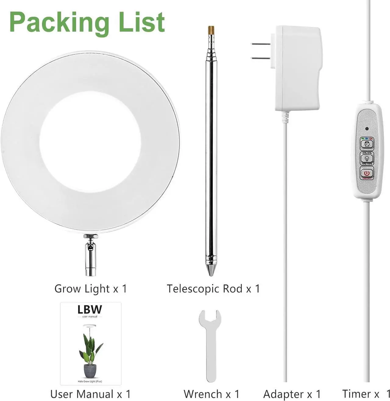 Alt view image 7 of 7 - LBW Plant Grow Light, 72 LEDs Full Spectrum Grow Lights for Indoor Plants, 56in Large Grow Lamp with 4/8/12H Auto Timer & 4 Dimmable Brightness, Height Adjustable, Ideal for Tall Plants