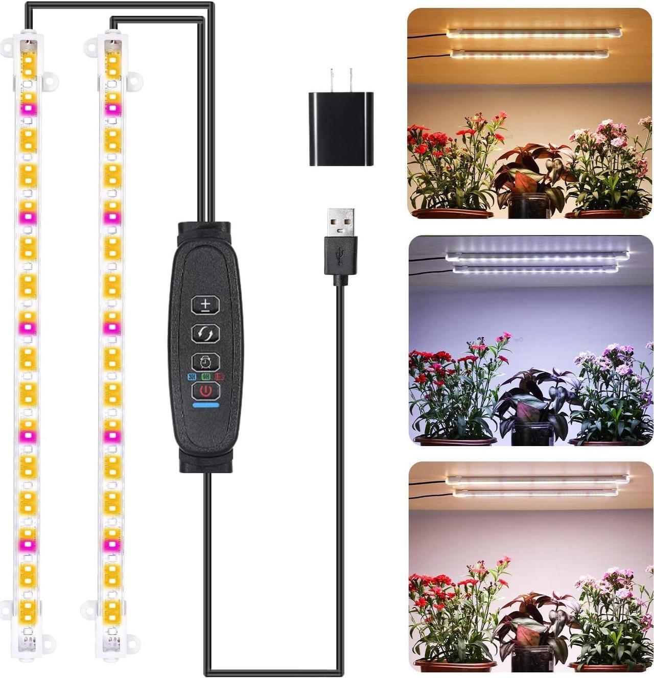 Main image of Two Strip Growing Lamp for Indoor Plants, Red & 3000K & 6000K Full Spectrum LED Grow Light Strips with Auto ON/Off 3/9/12H Timer,10 Dimmable Levels for Green House Succulent (13 in)