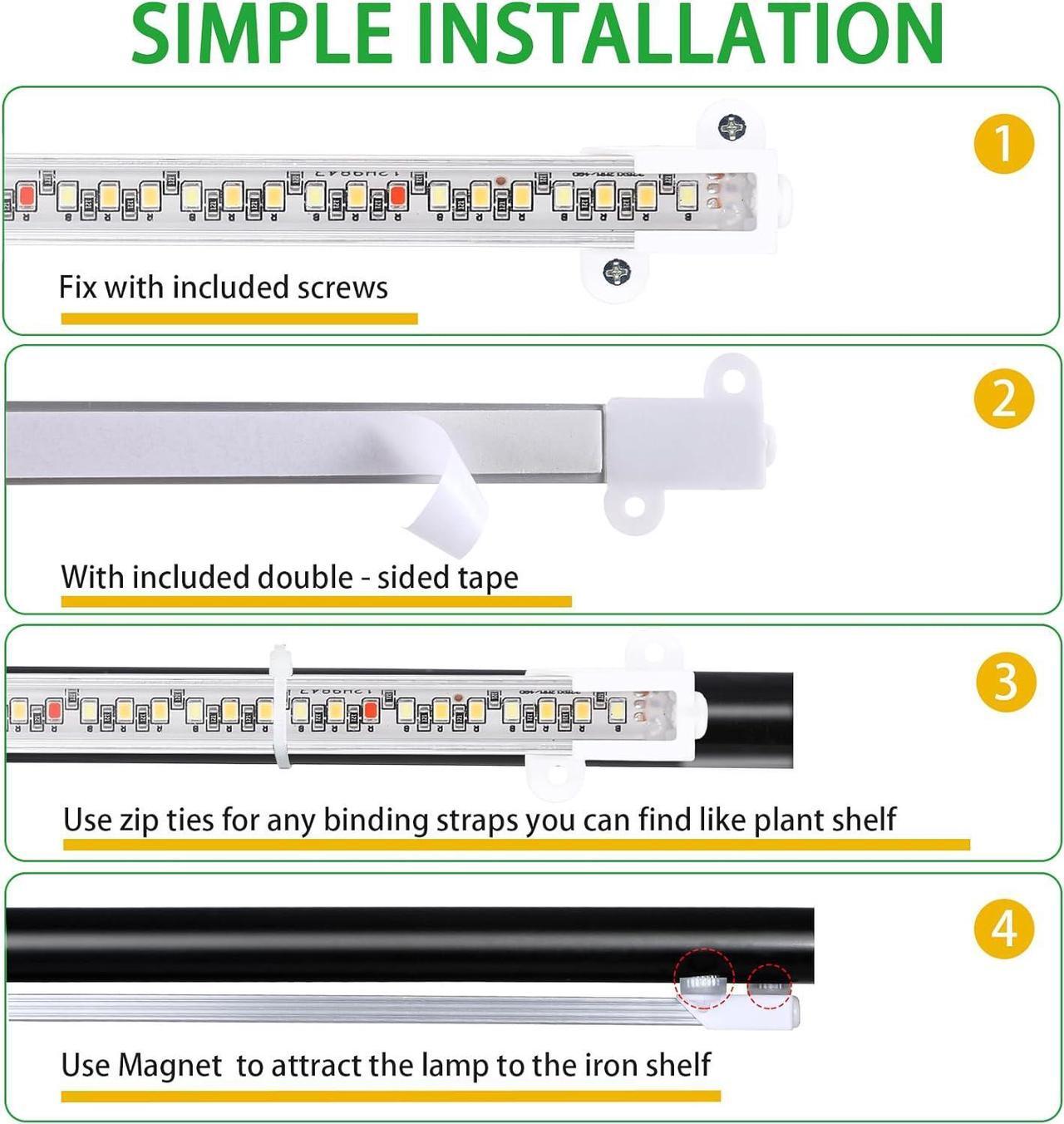 Alt view image 5 of 7 - Two Strip Growing Lamp for Indoor Plants, Red & 3000K & 6000K Full Spectrum LED Grow Light Strips with Auto ON/Off 3/9/12H Timer,10 Dimmable Levels for Green House Succulent (13 in)