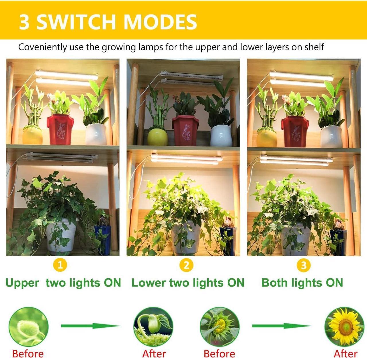 Alt view image 4 of 6 - Grow Light Strips, Plant Lights for Indoor Plants Full Spectrum Growing Lamp with Auto On & Off Timer,3/6/12H Timer, 192 LEDs/ 10 Dimmable Levels Sunlike for Seedings Hydroponics