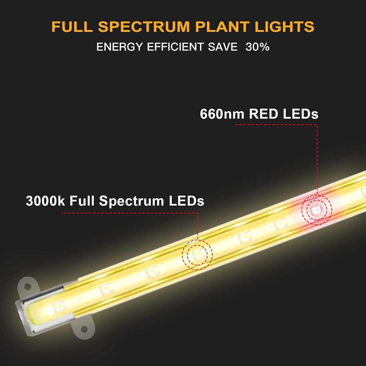 Alt view image 3 of 7 - LED Grow Light Strip, 8 Pack Grow Lights for Indoor Plants, 80W Full Spectrum Plant Lights with 4 Dimmable Level, Auto On/Off 3/6/12H Timer, Sunlike Grow Lamp for Seedling Veg Flower Hydroponics