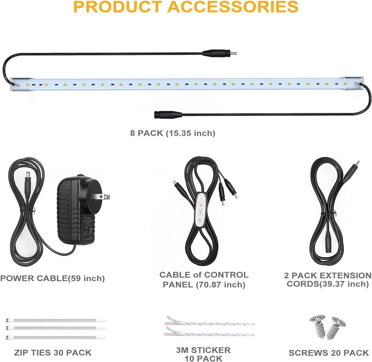 Alt view image 6 of 7 - LED Grow Light Strip, 8 Pack Grow Lights for Indoor Plants, 80W Full Spectrum Plant Lights with 4 Dimmable Level, Auto On/Off 3/6/12H Timer, Sunlike Grow Lamp for Seedling Veg Flower Hydroponics