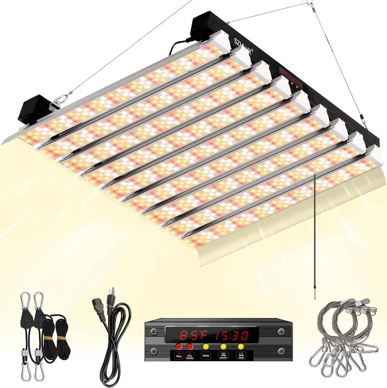 Main image of SZHLUX 400W LED Grow Light 4×4ft with Timer and Temp Control, Full Spectrum Grow Lamp with 864 Diodes for Indoor Plants, Sunlight Plant Light for Seedling Veg and Bloom Grow Light