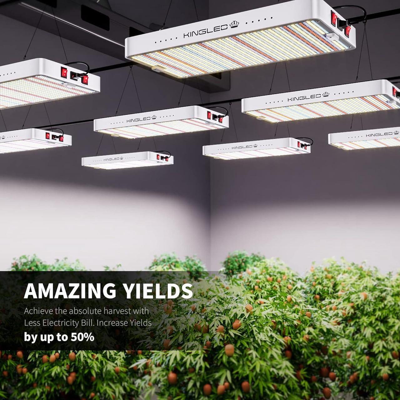 Alt view image 7 of 7 - 2024 Newest 2000w LED Grow Lights with Yield LEDs 3x3ft Coverage Full Spectrum Grow Lights for Indoor Hydroponic Plants Greenhouse Growing Lamps Veg Bloom Daul Mode
