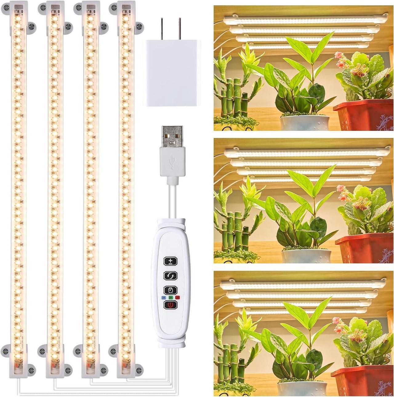 Main image of LED Grow Light Strips for Indoor Plants Full Spectrum 3500K, 192 LEDs Plant Light Bar with 3/9/12H Timer, 10 Dimmable Levels for Seedling Succulent, 13 Inches, 4 Head