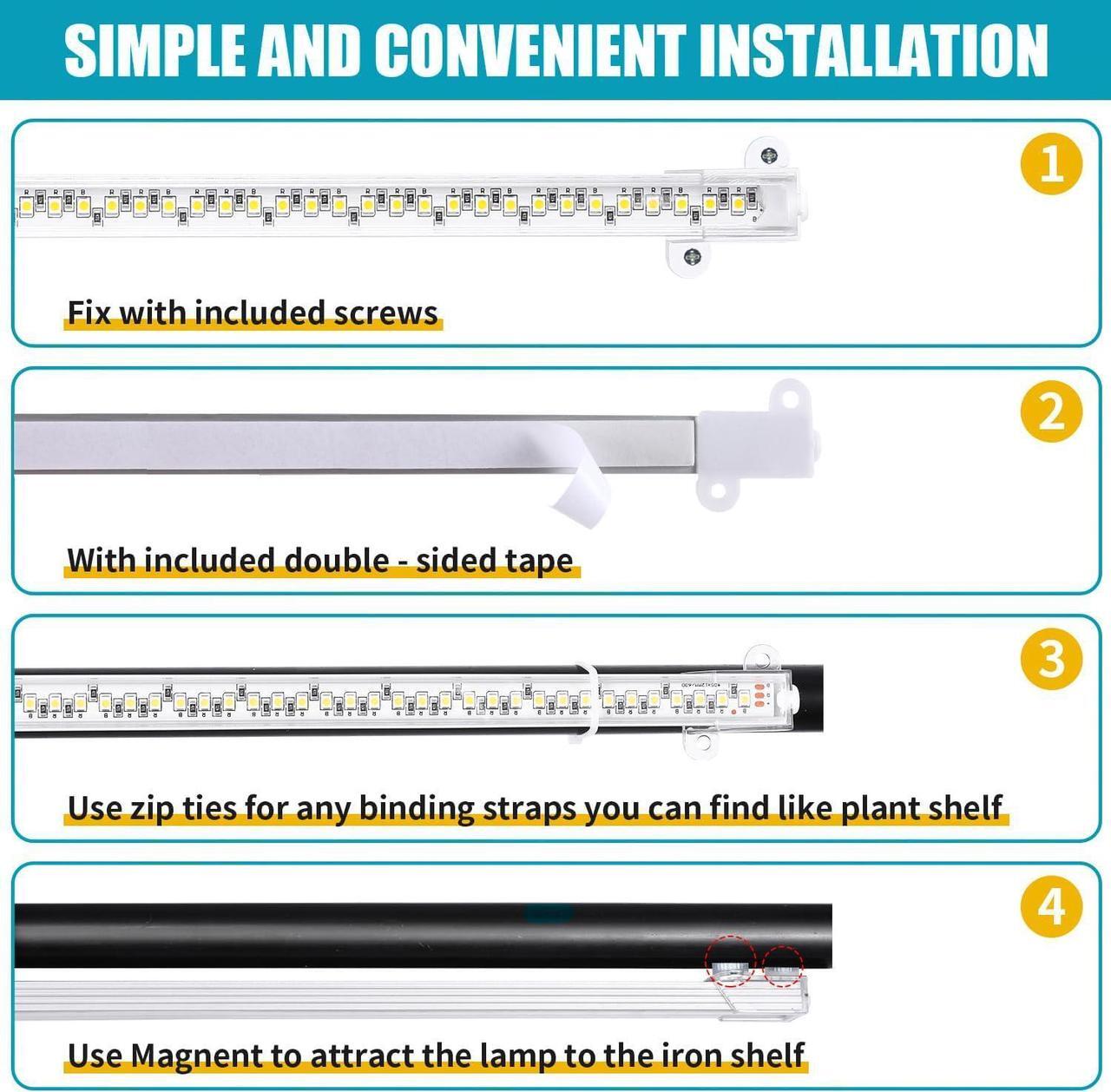Alt view image 4 of 7 - LED Grow Light Strips for Indoor Plants Full Spectrum 3500K, 192 LEDs Plant Light Bar with 3/9/12H Timer, 10 Dimmable Levels for Seedling Succulent, 13 Inches, 4 Head