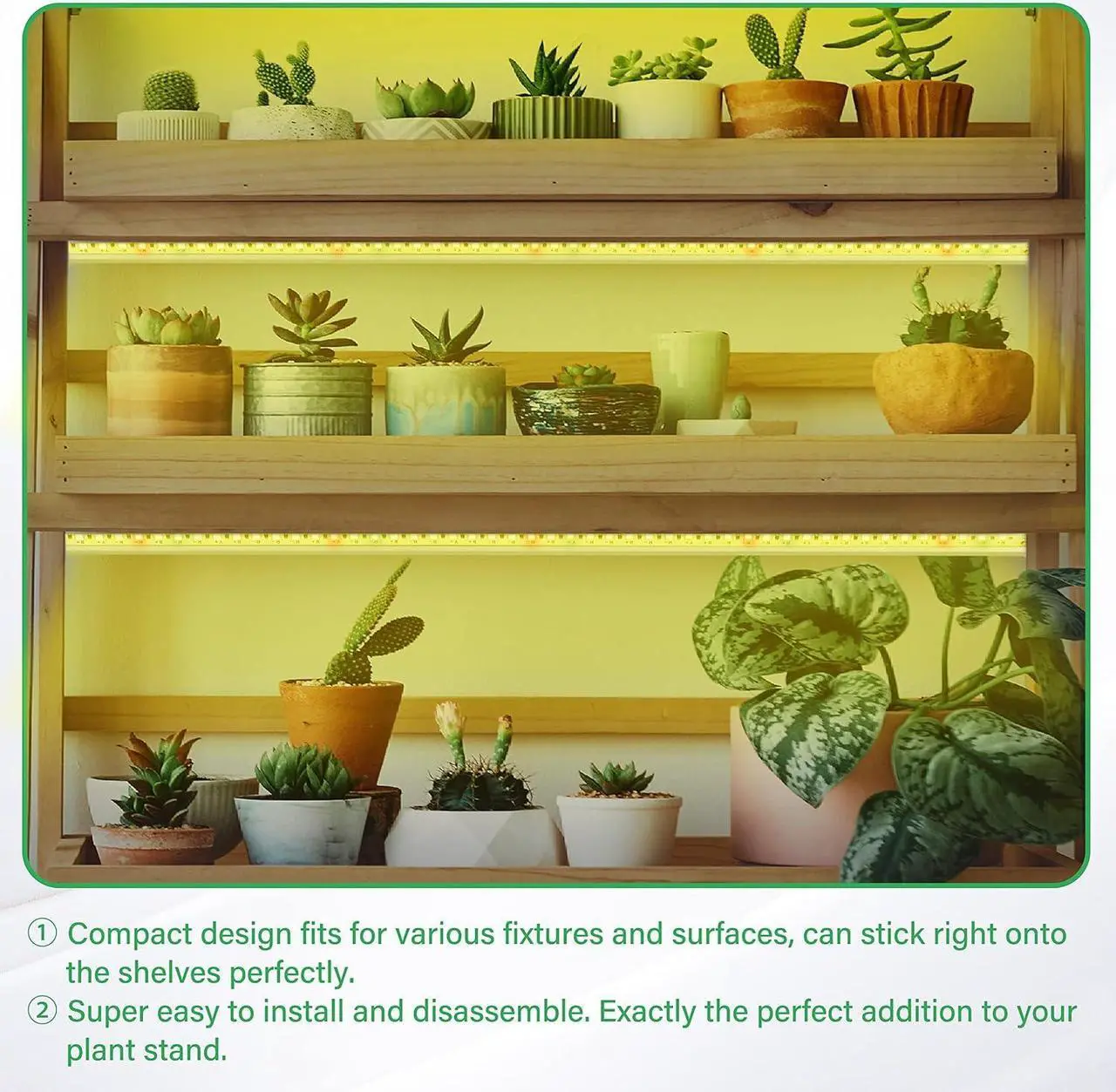 Alt view image 6 of 7 - iPower 60W LED Grow Light Strips for Indoor Plants with Auto ON/Off 3/9/12H Timer 10 Dimmable Levels 48 LEDs Per Tube Sunlike Grow Lamp for Hydroponics Succulent, Yellow