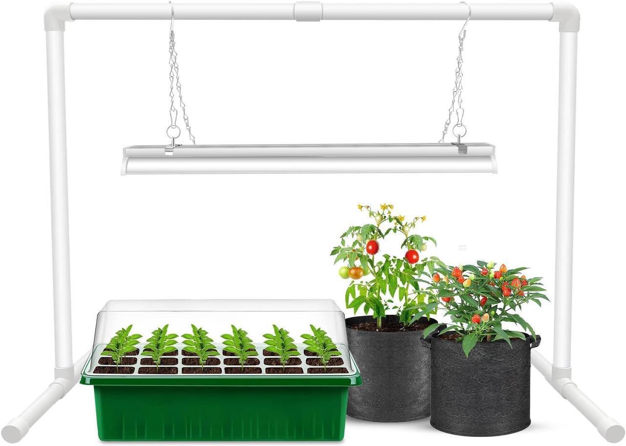Main image of wolezek Grow Lights for Seed Starting with Stand, 2ft T5 Full Spectrum Seedling Grow Light for Indoor Plants,32W 144 LEDs High Output Seed Starter Plant Light Kit, Height Adjustable, ON-Off Switch