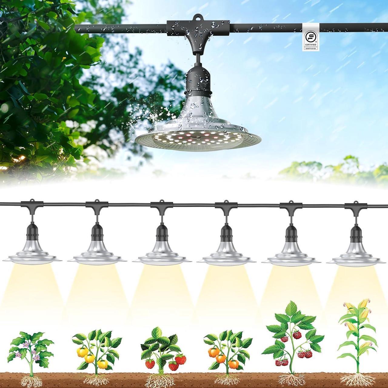 Main image of Outdoor Grow Lights for Greenhouse, Full Spectrum Greenhouse Grow Lights for Outdoor Plants, IP65 Waterproof String Grow Light Outdoor, UL Certified Daisy Chain LED Grow Light, 21.3FT