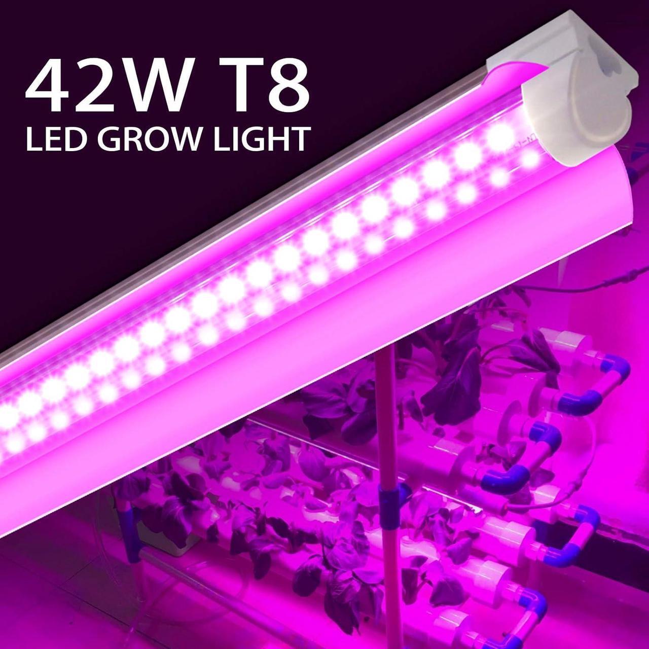 Alt view image 2 of 7 - 8 Pack 4ft Grow Light, T8 LED Grow Lights 4FT, 336W(8×42W) High Output Grow Lights for Seed Starting with High PPFD, Grow Lights for Indoor Plants Full Spectrum for Succulent, Vegetables