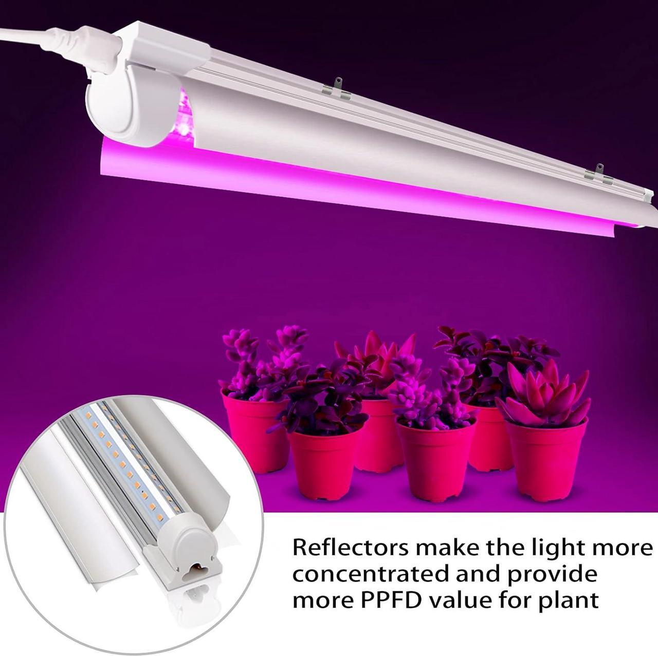 Alt view image 3 of 7 - 8 Pack 4ft Grow Light, T8 LED Grow Lights 4FT, 336W(8×42W) High Output Grow Lights for Seed Starting with High PPFD, Grow Lights for Indoor Plants Full Spectrum for Succulent, Vegetables
