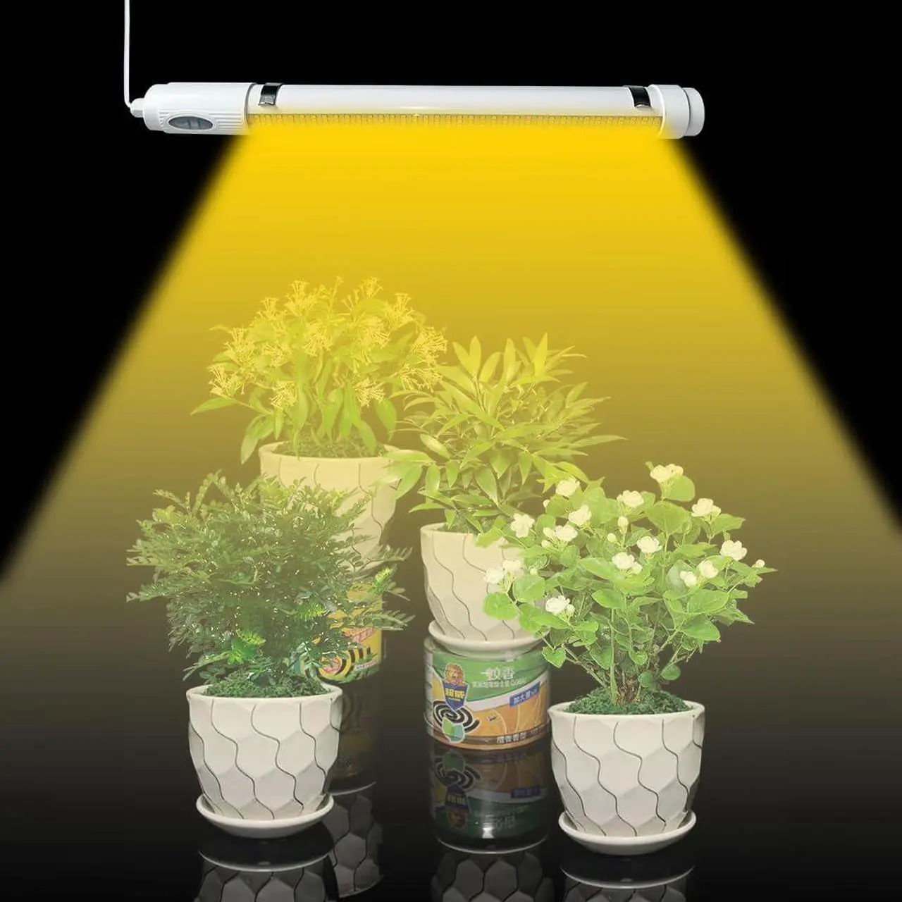 Alt view image 3 of 5 - Bright Solar Powered Grow Light with Batteries Full Spectrum Growing LED Lamp for Outdoor Indoor Greenhouse All Stage Plants Waterproof Hanging Sunlike Growth Lights, Auto On Off, (Upgraded)
