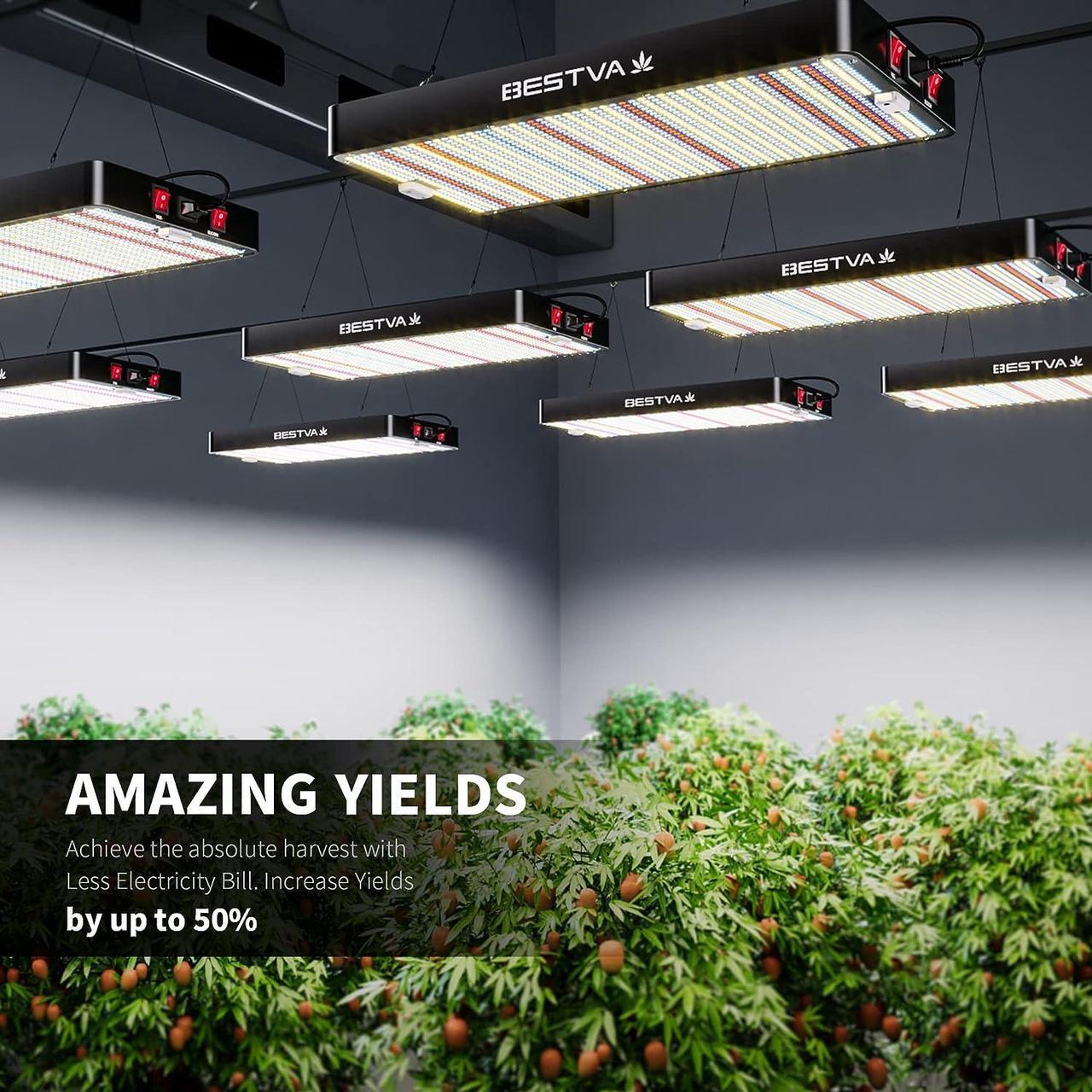 Alt view image 6 of 6 - BESTVA 2024 Newest Upgrade 3000W Led Grow Light with High Yield Diodes Full Spectrum LED Grow Lights for Indoor Plants Greenhouse Veg Bloom Light Hydroponic Grow Lamp