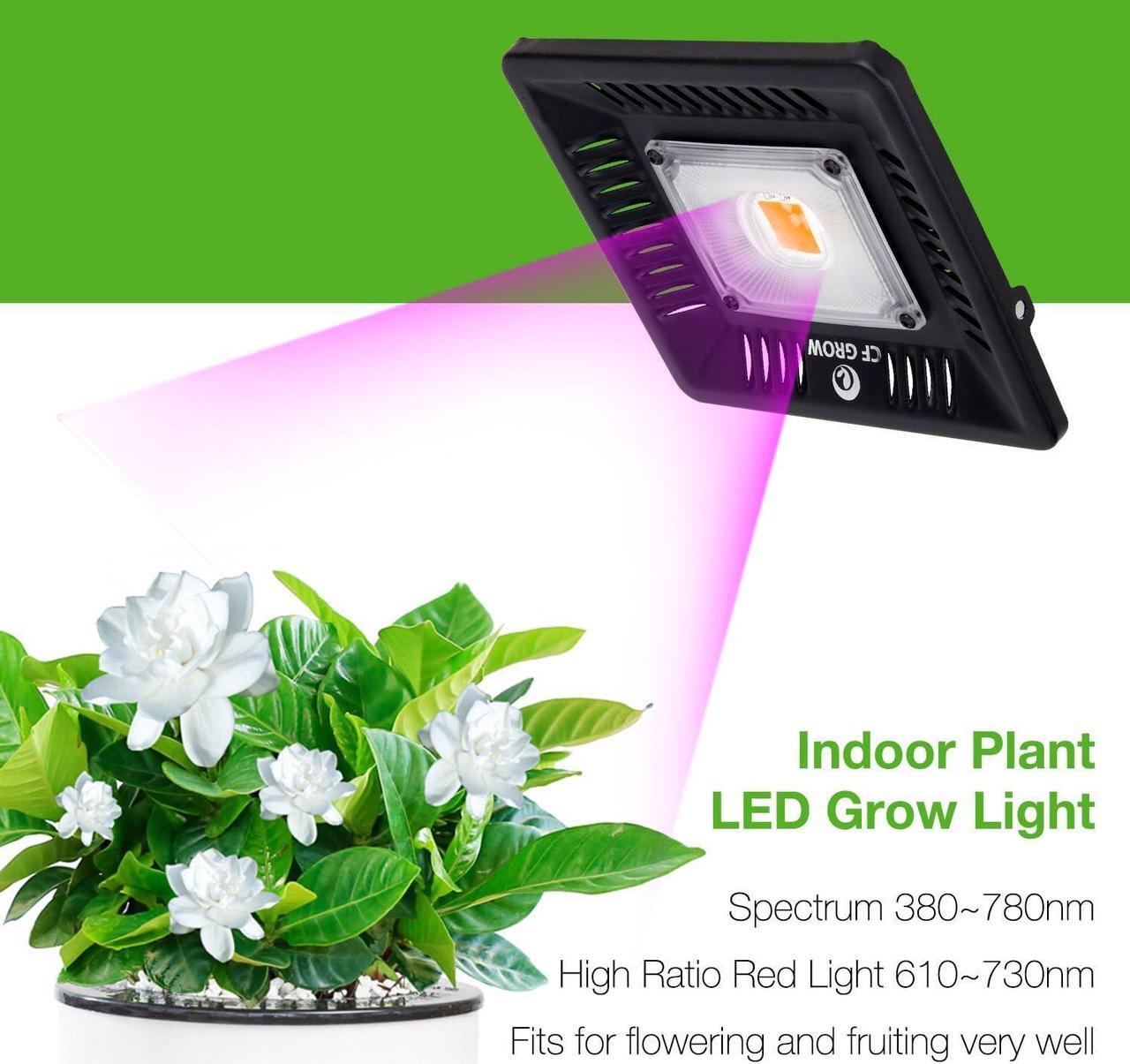 Alt view image 2 of 7 - Waterproof 100W LED Grow Light Full Spectrum, New Technology COB LED Grow Light, Natural Heat Dissipation Without Noise, Suitable for Plants All Growing Stage Indoor or Outdoor.