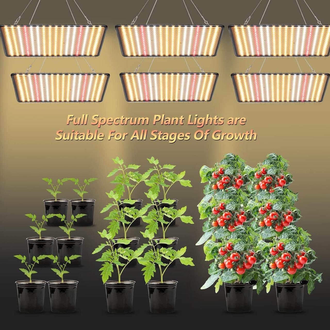 Alt view image 5 of 6 - Grow Light, (2-Pack) 200W LED Grow Lights for Indoor Plants Full Spectrum Plant Growing Lamps for Seedling Veg and Bloom