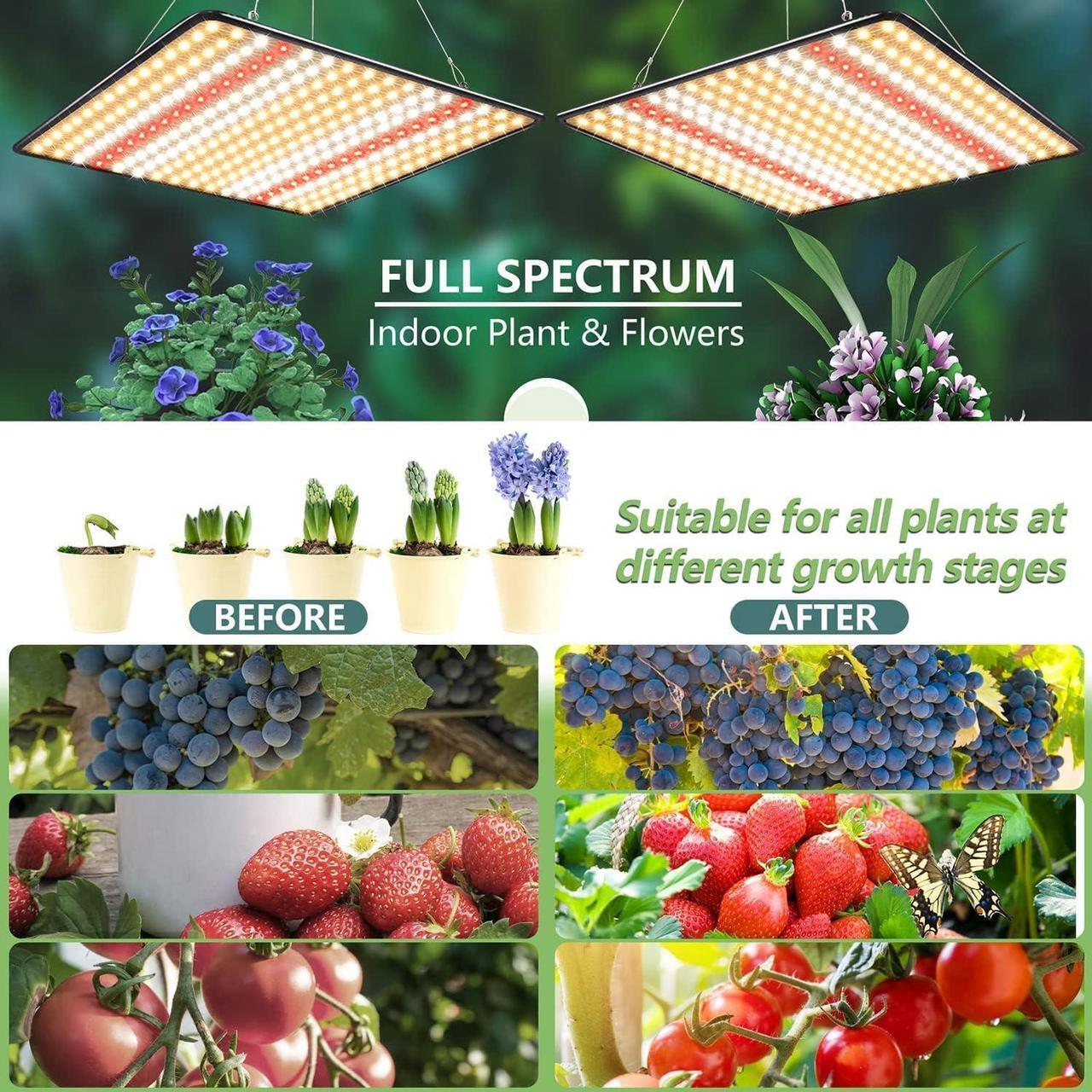 Alt view image 6 of 6 - Grow Light, (2-Pack) 200W LED Grow Lights for Indoor Plants Full Spectrum Plant Growing Lamps for Seedling Veg and Bloom