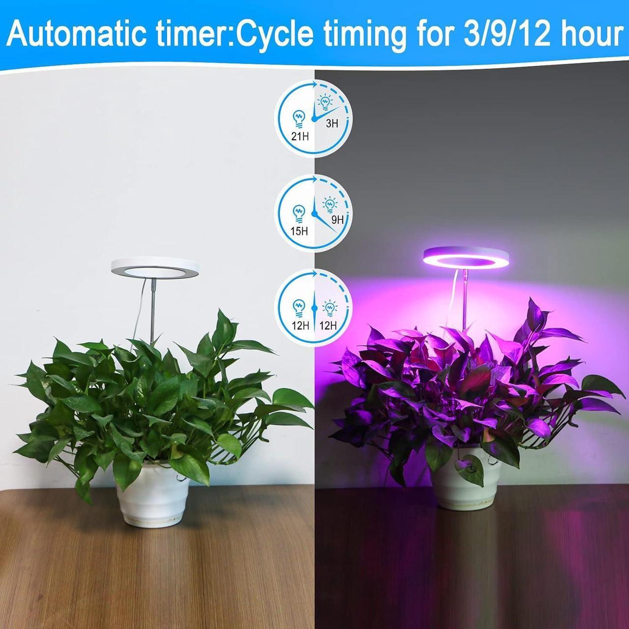 Alt view image 4 of 7 - Plant Grow Light, LED Growing Light Full Spectrum for Indoor Plants, Brightness Adjustable, Timer 3H/9H/12H, 5V Low Safe Voltage, 3 Colors, Height Adjustable, Idea for Small or Tall Plant Light