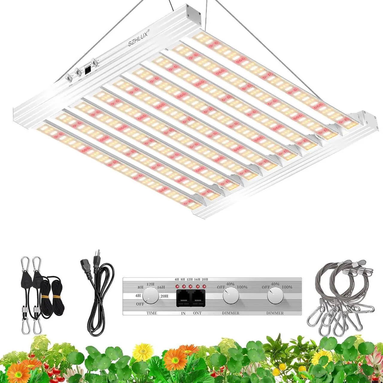 Main image of SZHLUX 2023 New 400 Watt LED Grow Light 4×4ft Daisy Chain Dimmable Full Spectrum Grow Light for Indoor Plants, Commercial Grow Lights for Seeding Veg Flower Growing Lamps