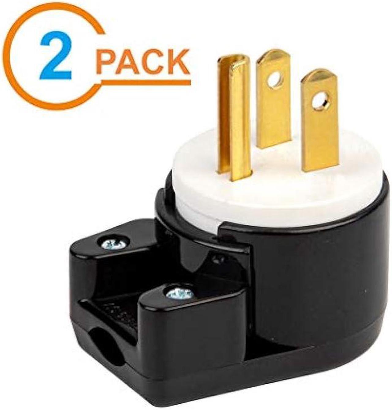Alt view image 2 of 5 - [2PACK] 90 Degree USA Canada Male Plug Nema 5-15P 3 Pole Angle DIY Plug, 15A 125V USA 3Pin Right Angle AC Plug, Nema 5-15P Angled Rewireable AC Plug,12 Direction Male US 3Pole AC Connector, Black