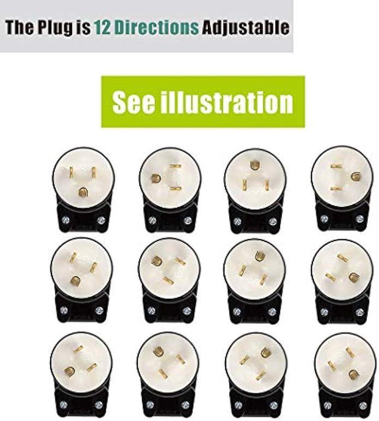Alt view image 3 of 5 - [2PACK] 90 Degree USA Canada Male Plug Nema 5-15P 3 Pole Angle DIY Plug, 15A 125V USA 3Pin Right Angle AC Plug, Nema 5-15P Angled Rewireable AC Plug,12 Direction Male US 3Pole AC Connector, Black