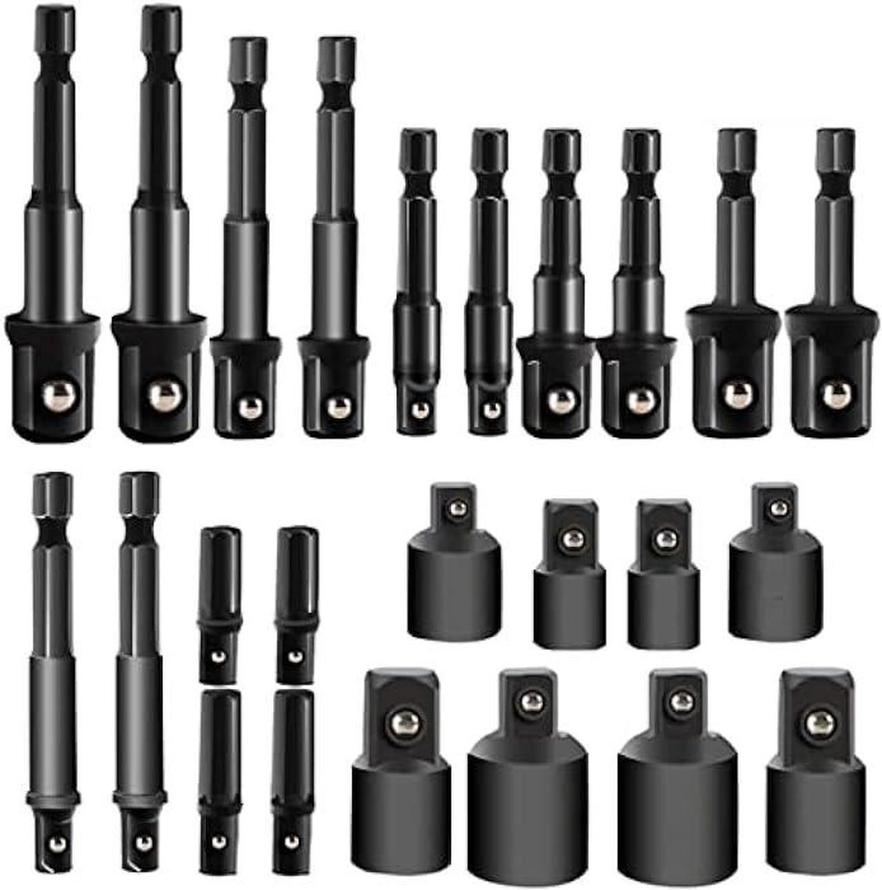 Main image of 24pcs Impact Extension & Socket Adapter, Mgtgbao Socket Set Extension/ 1/4-Inch Hex Shank Drill Extension | CR-V Steel
