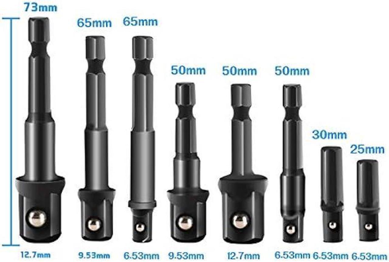 Alt view image 5 of 7 - 24pcs Impact Extension & Socket Adapter, Mgtgbao Socket Set Extension/ 1/4-Inch Hex Shank Drill Extension | CR-V Steel