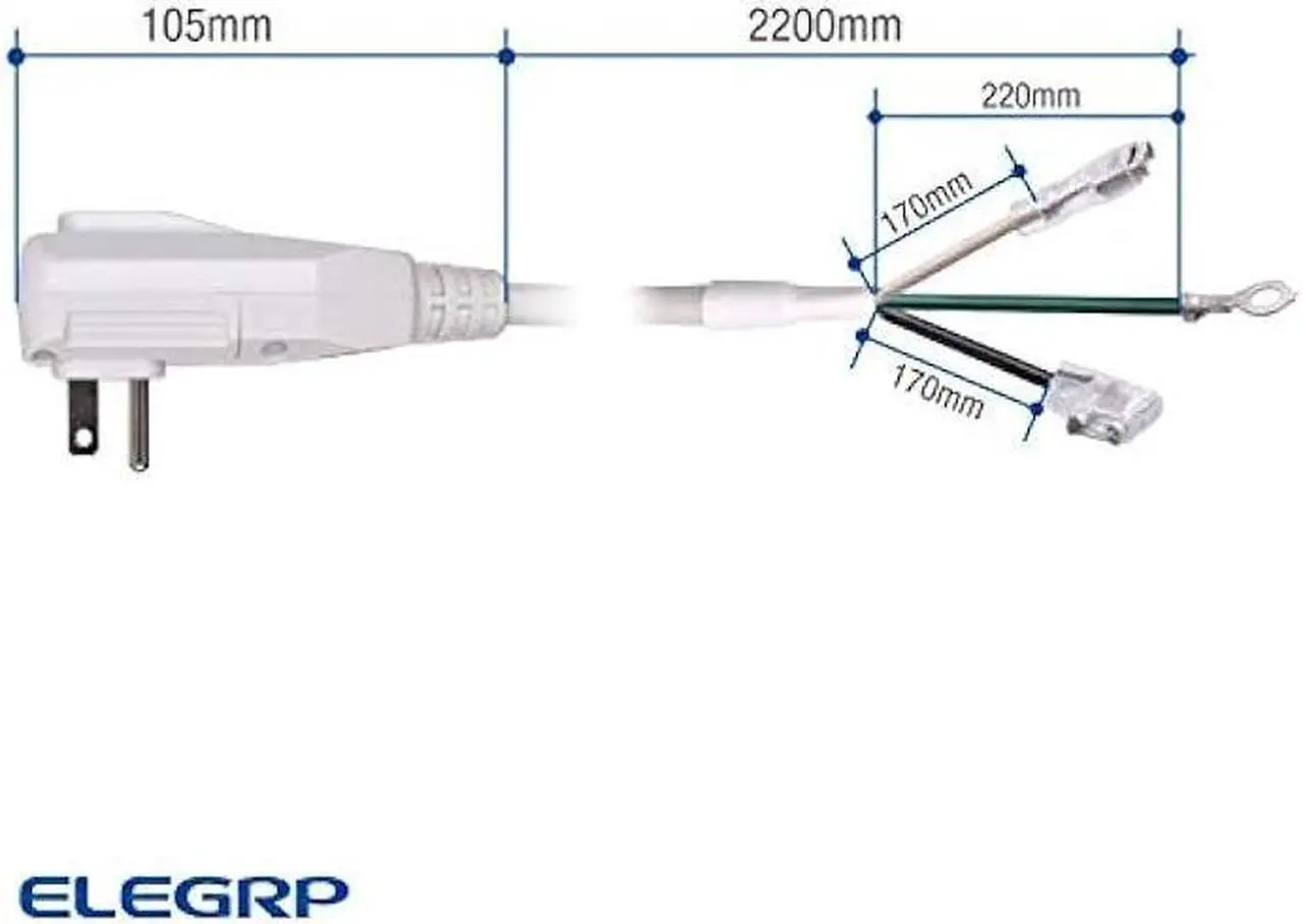 Alt view image 6 of 6 - ELEGRP 0651510LY L15515 18AWG LCDI Power Cord Plug for A/C Air Conditioner, E250451 UL Certified, 7.5FT Leakage Current Detection Interrupter Replacement, 120VAC 10Amp 1200W 60Hz NEMA 5-15P (1 Pack)