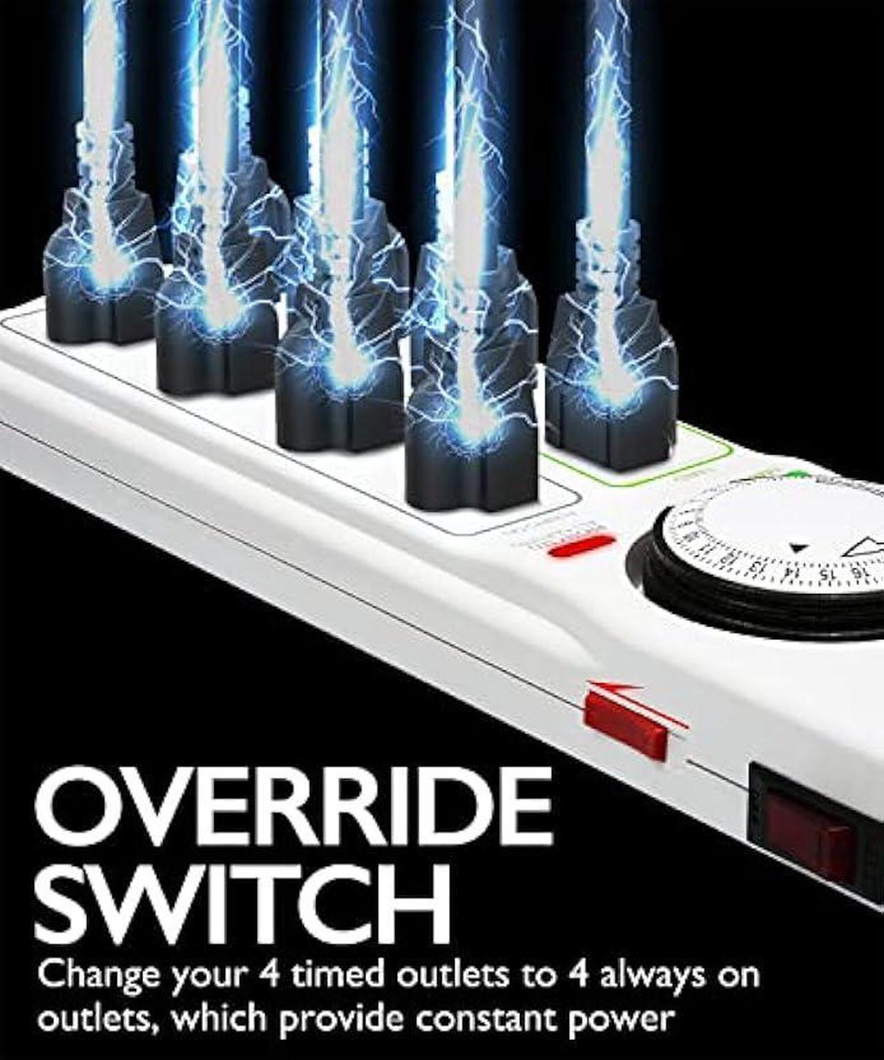 Alt view image 5 of 6 - Fosmon Reptile Light Timer, 8-Outlet Timer Power Strip with Surge Protector, Mechanical Timer Extension Cord for Reptile Cage, Aquarium, Terrarium, Bearded Dragon/Reptile Habitats Tanks etc