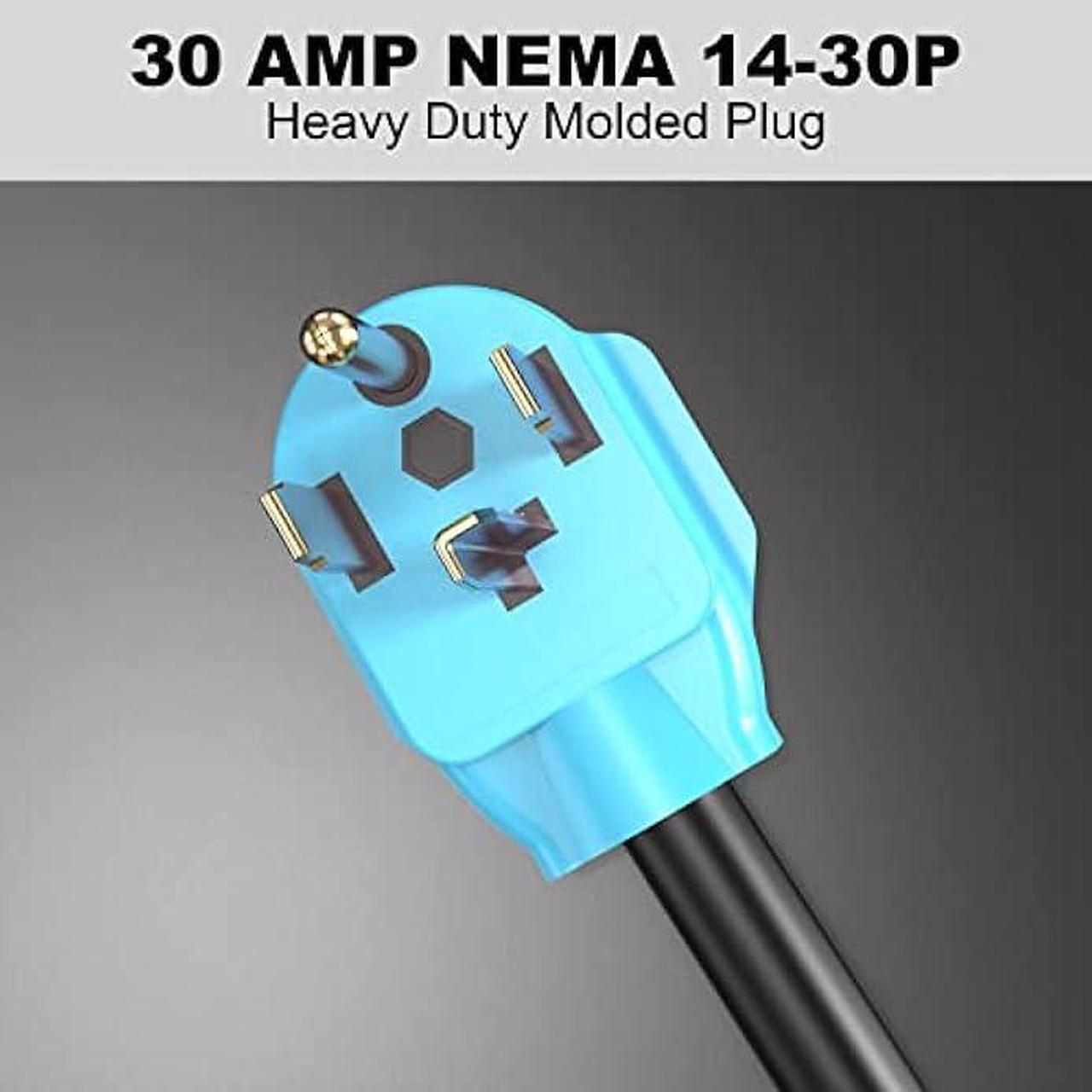 Alt view image 3 of 6 - CircleCord 4 Prong Dryer Y Splitter 3 FT, NEMA14-30P Male to Two NEMA 14-30R Female, 30 Amp 250 Volt 7500W STW 10 AWG Dryer Y Adapter Cord, for Dryer Outlet and Level 2 EV Charging