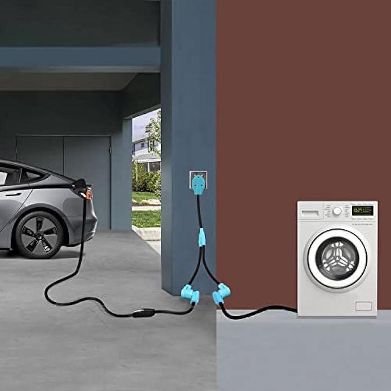 Alt view image 6 of 6 - CircleCord 4 Prong Dryer Y Splitter 3 FT, NEMA14-30P Male to Two NEMA 14-30R Female, 30 Amp 250 Volt 7500W STW 10 AWG Dryer Y Adapter Cord, for Dryer Outlet and Level 2 EV Charging