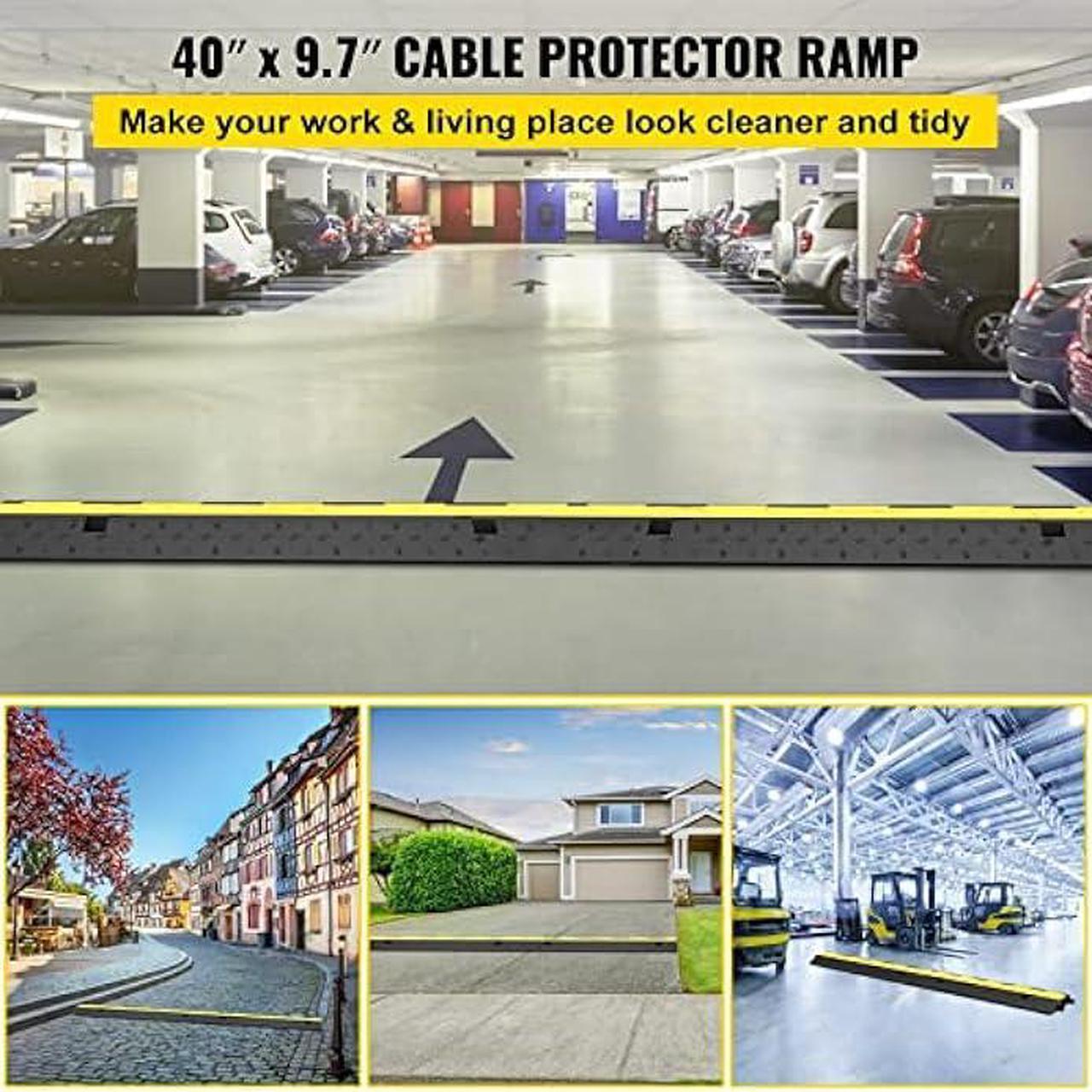 Alt view image 2 of 7 - VEVOR Cable Protector Ramp, 4 Packs 2 Channels Speed Bump Hump, Rubber Modular Speed Bump Rated 11000 LBS Load Capacity, Protective Wire Cord Ramp Driveway Rubber Traffic Speed Bumps Cable Protector