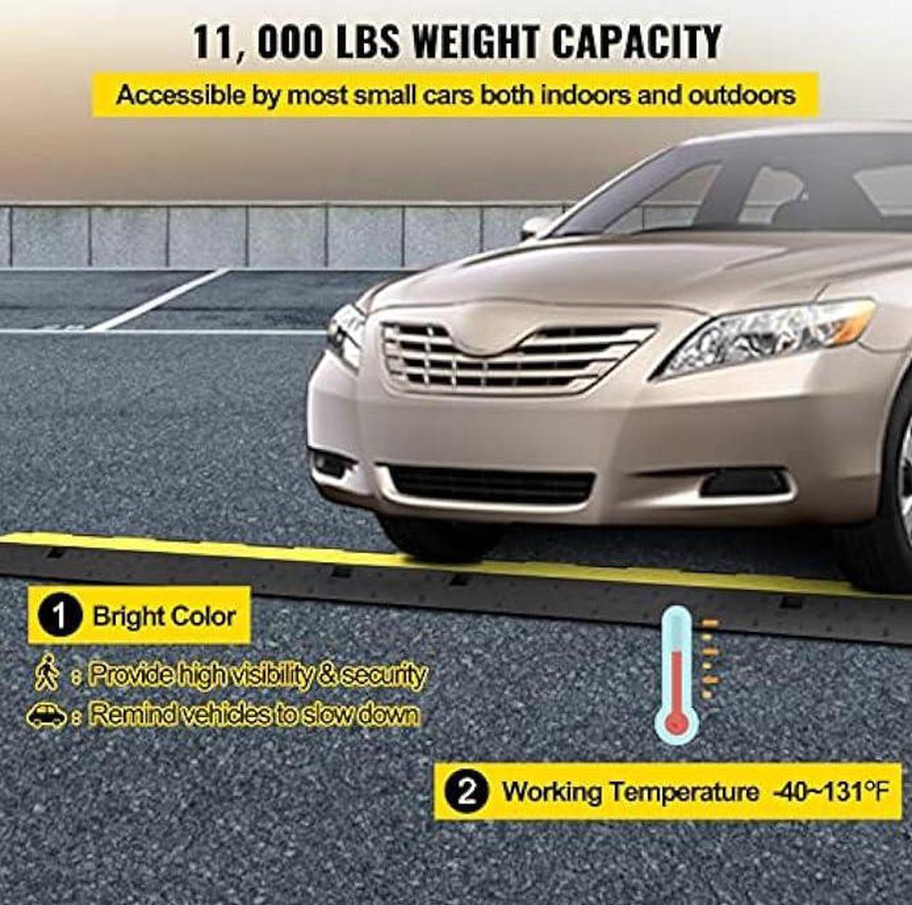 Alt view image 4 of 7 - VEVOR Cable Protector Ramp, 4 Packs 2 Channels Speed Bump Hump, Rubber Modular Speed Bump Rated 11000 LBS Load Capacity, Protective Wire Cord Ramp Driveway Rubber Traffic Speed Bumps Cable Protector