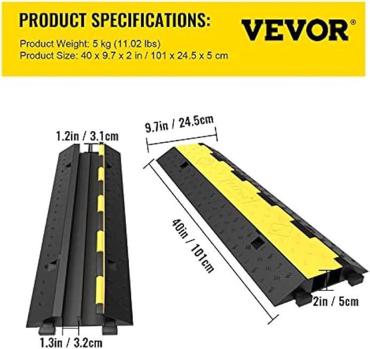 Alt view image 7 of 7 - VEVOR Cable Protector Ramp, 4 Packs 2 Channels Speed Bump Hump, Rubber Modular Speed Bump Rated 11000 LBS Load Capacity, Protective Wire Cord Ramp Driveway Rubber Traffic Speed Bumps Cable Protector